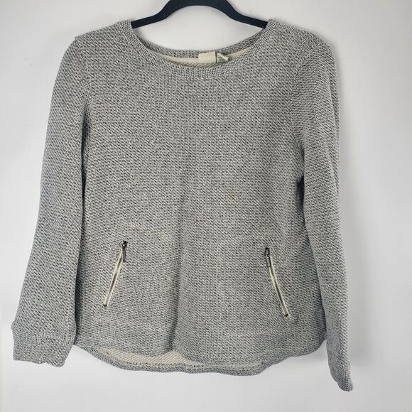 Lucy & Laurel Sweaters - Lucy & Laurel Long Sleeve Top M Womens Pullover Grey Zipper Pockets Crew Neck